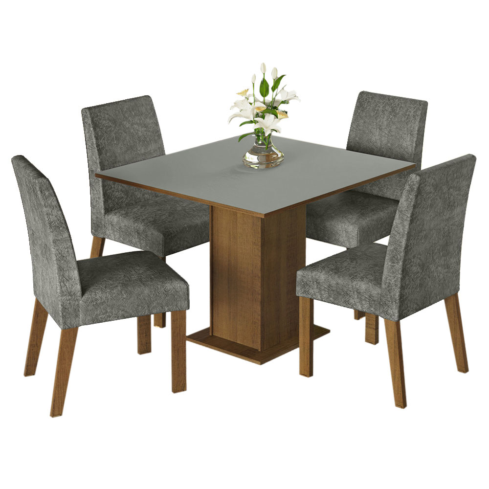 Foto 3 pulgar | Comedor Madesa con 4 Sillas Gris