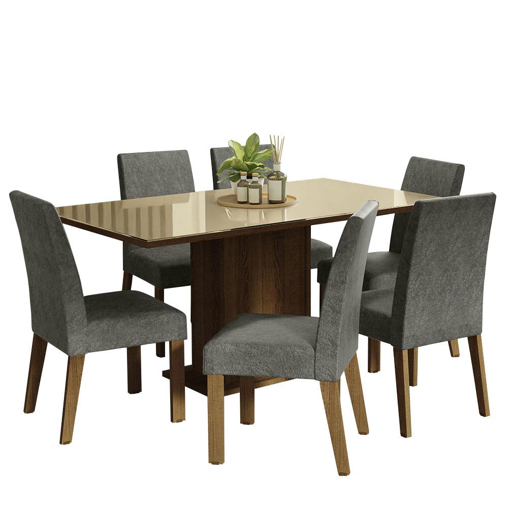 Comedor Madesa Alexis con 6 Sillas Gris