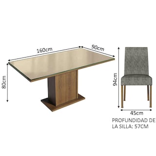 Foto 3 | Comedor Madesa Alexis con 6 Sillas Gris