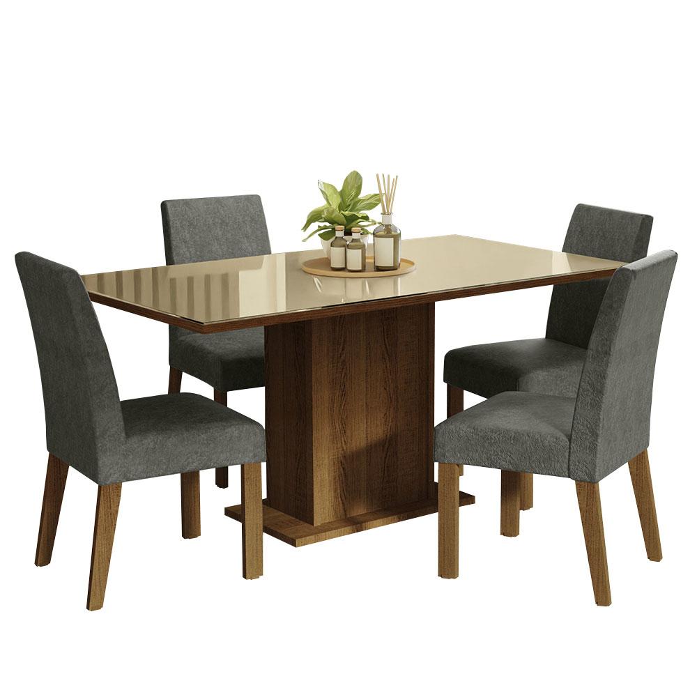 Comedor Madesa Avril con 4 Sillas Marrón