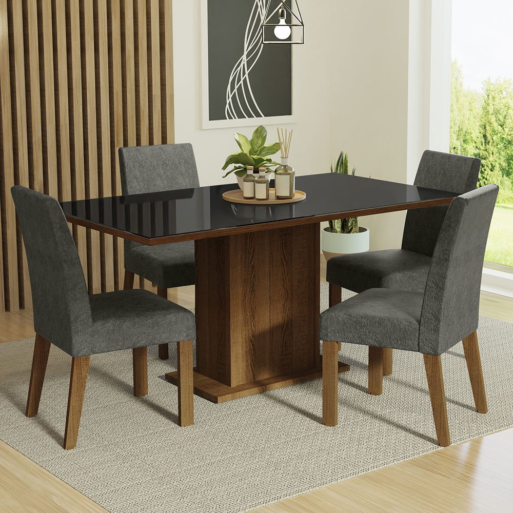Comedor Madesa Avril con 4 Sillas Grises