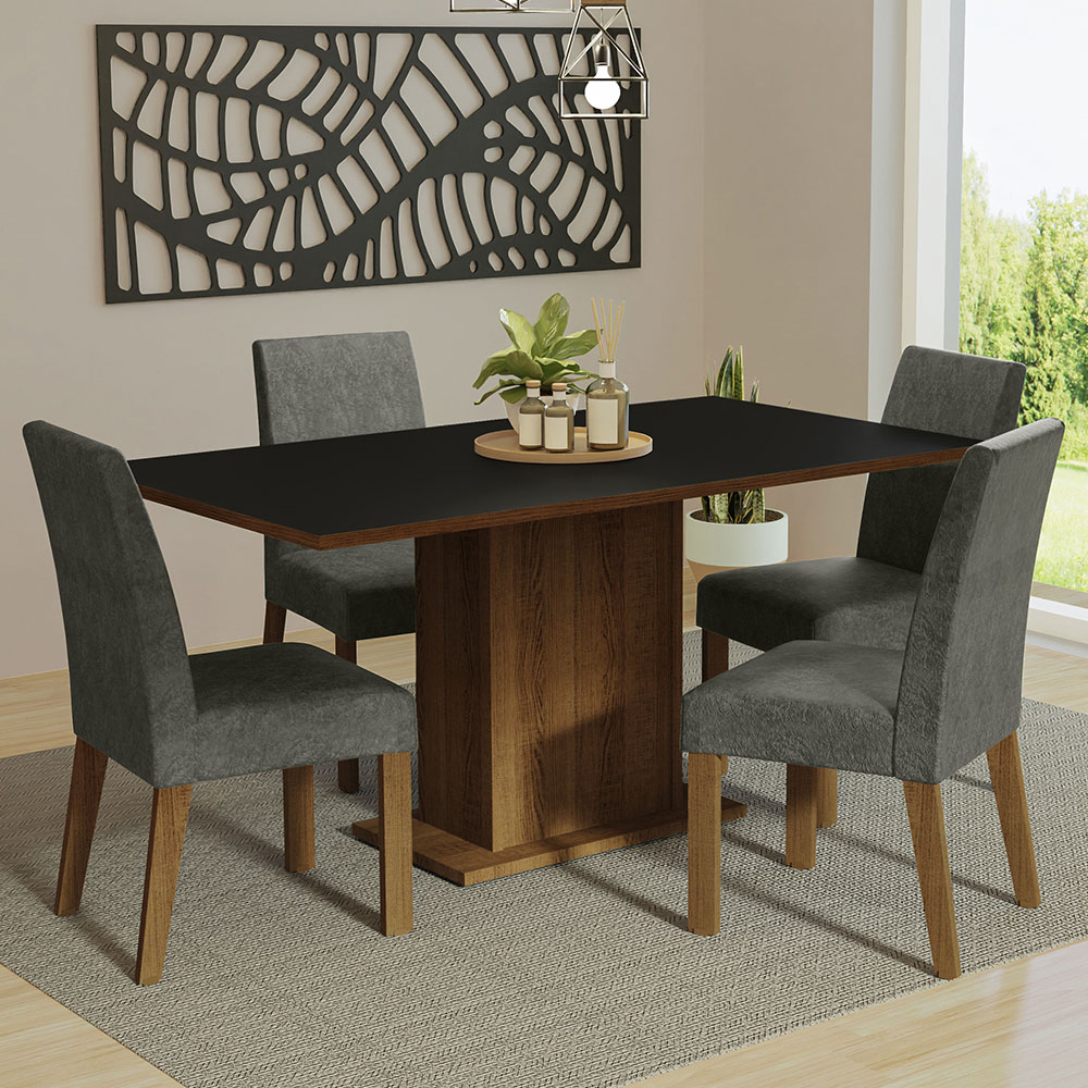 Comedor Madesa Keila con 4 Sillas Grises