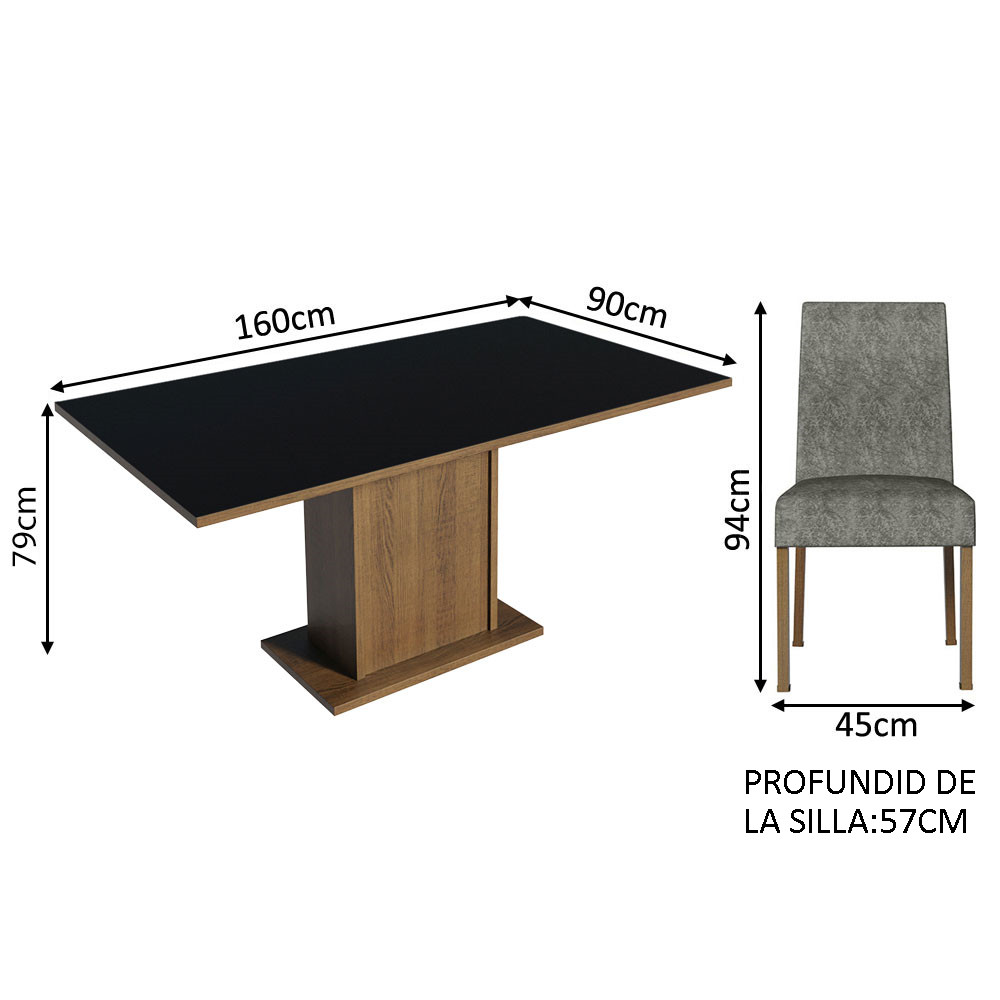 Foto 4 pulgar | Comedor Madesa Keila con 4 Sillas Grises