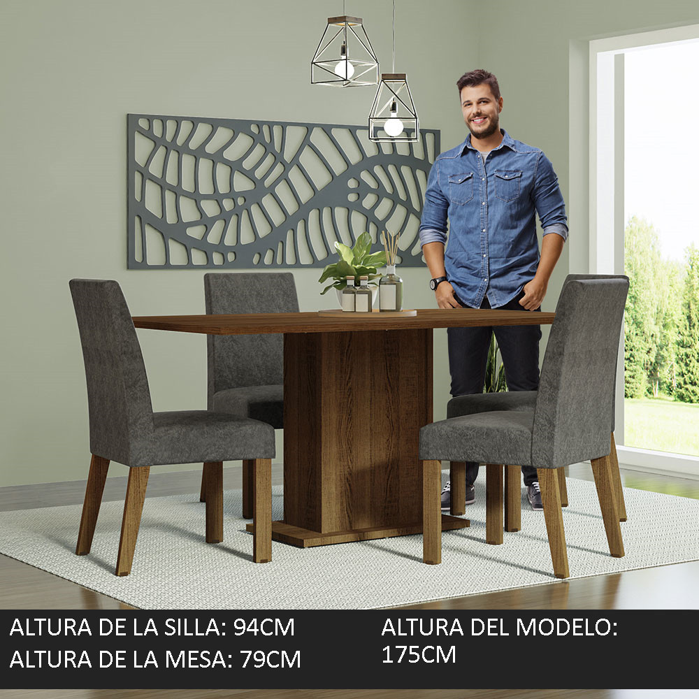 Foto 5 pulgar | Comedor Madesa Keila con 4 Sillas Grises
