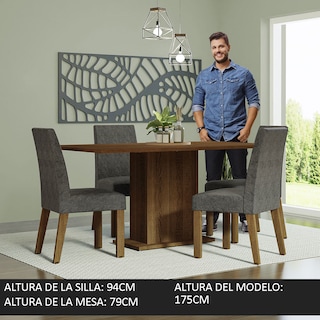 Foto 4 | Comedor Madesa Keila con 4 Sillas Grises