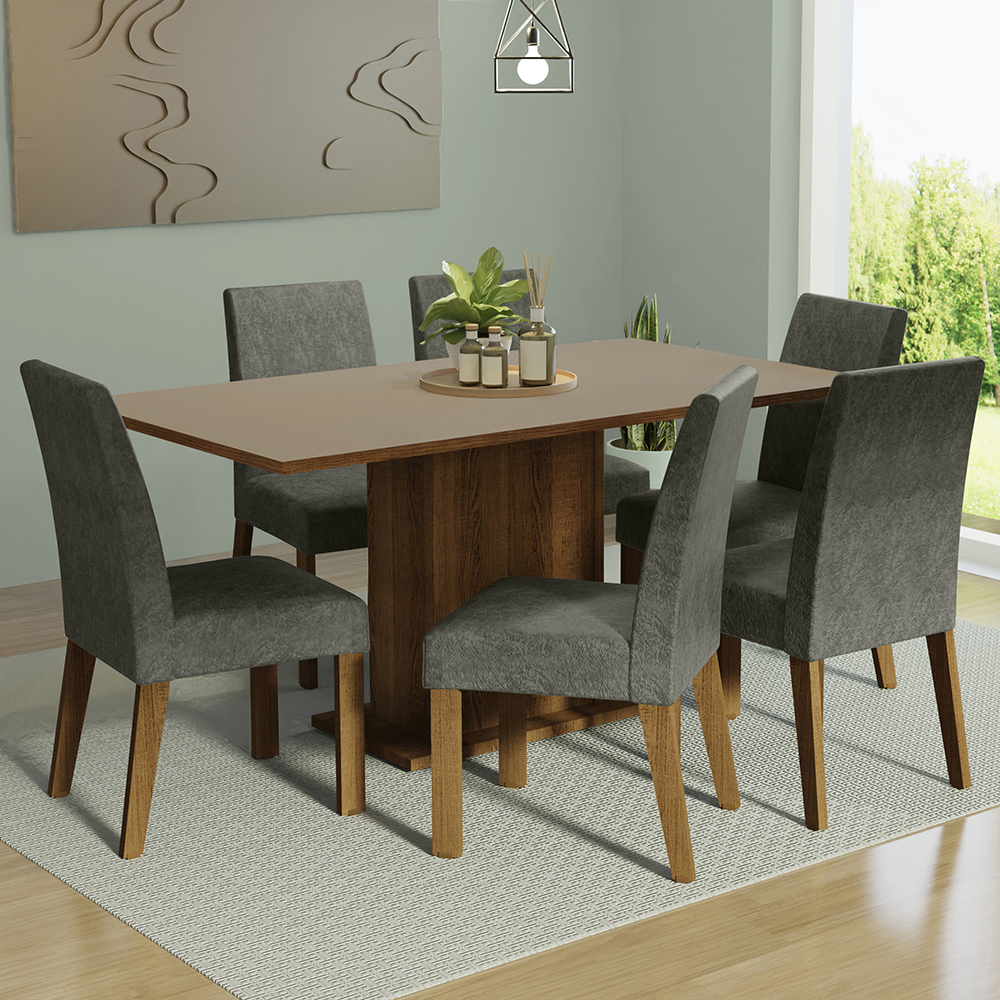 Comedor Madesa Renata con 6 Sillas Grises