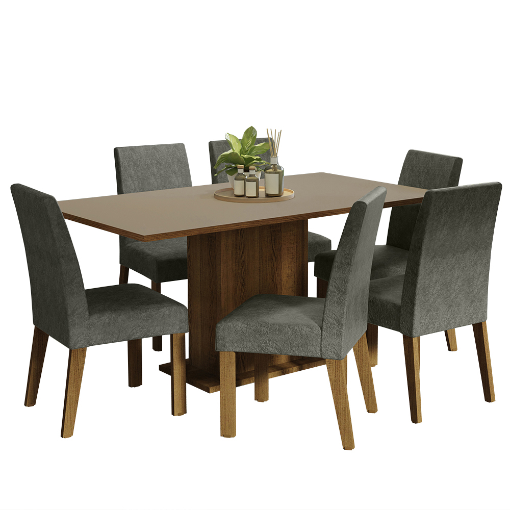 Foto 3 pulgar | Comedor Madesa Renata con 6 Sillas Grises