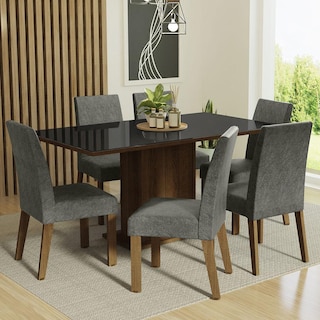 Foto 2 | Juego de Comedor con Mesa de Vidrio y 6 Sillas Madesa Alexis Marrón