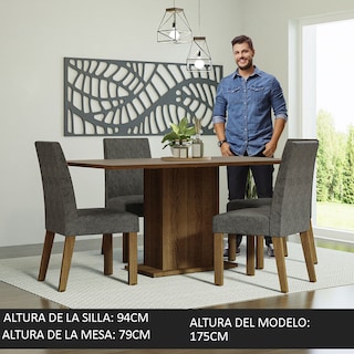 Foto 4 | Comedor Madesa con 4 Sillas Gris