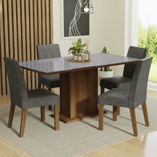 Foto 2 | Juego de Comedor con Mesa de Vidrio y 4 Sillas Madesa Avril Marrón