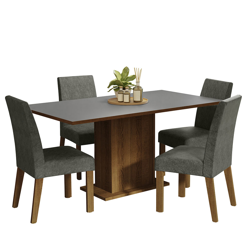 Juego de Comedor con 4 Sillas Madesa Keila Plata