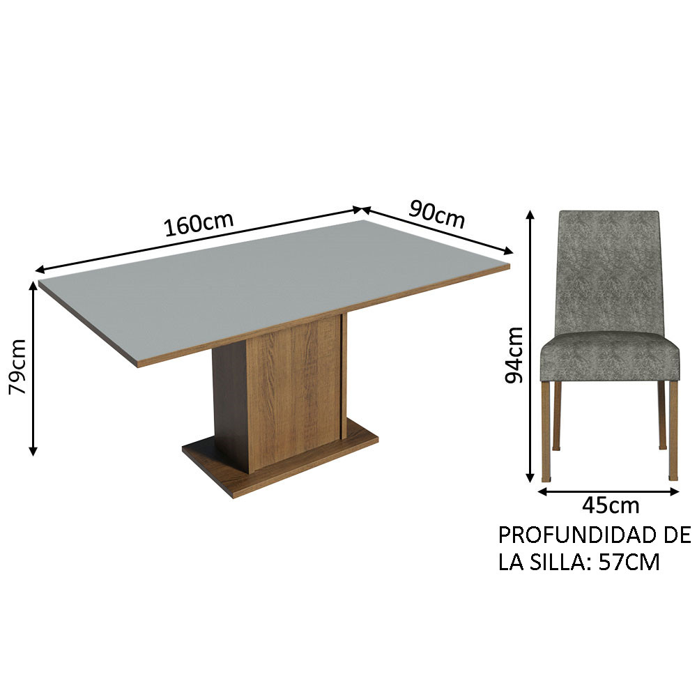 Foto 4 pulgar | Juego de Comedor con 4 Sillas Madesa Keila Plata