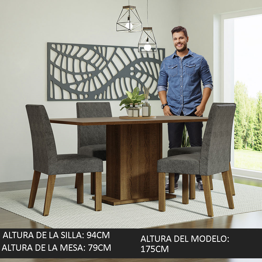 Foto 5 pulgar | Juego de Comedor con 4 Sillas Madesa Keila Plata
