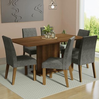 Foto 2 | Juego de Comedor Mesa con Tapa de Madera 6 Sillas Madesa Renata Marrón y Plata