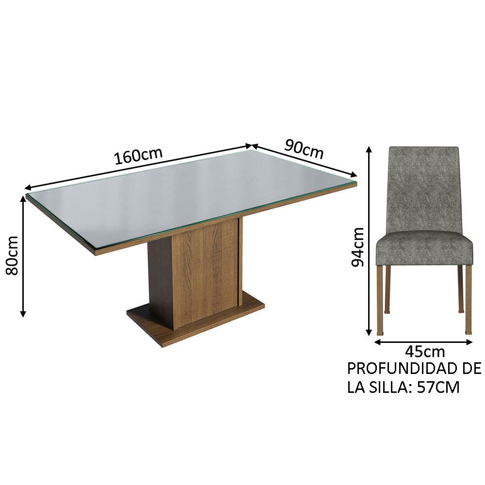 Foto 7 pulgar | Juego de Comedor con Mesa de Madera y 6 Sillas Madesa Renata color Gris