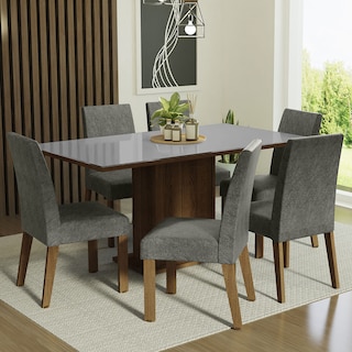 Foto 2 | Juego de Comedor con Mesa de Vidrio y 6 Sillas Madesa color Marrón