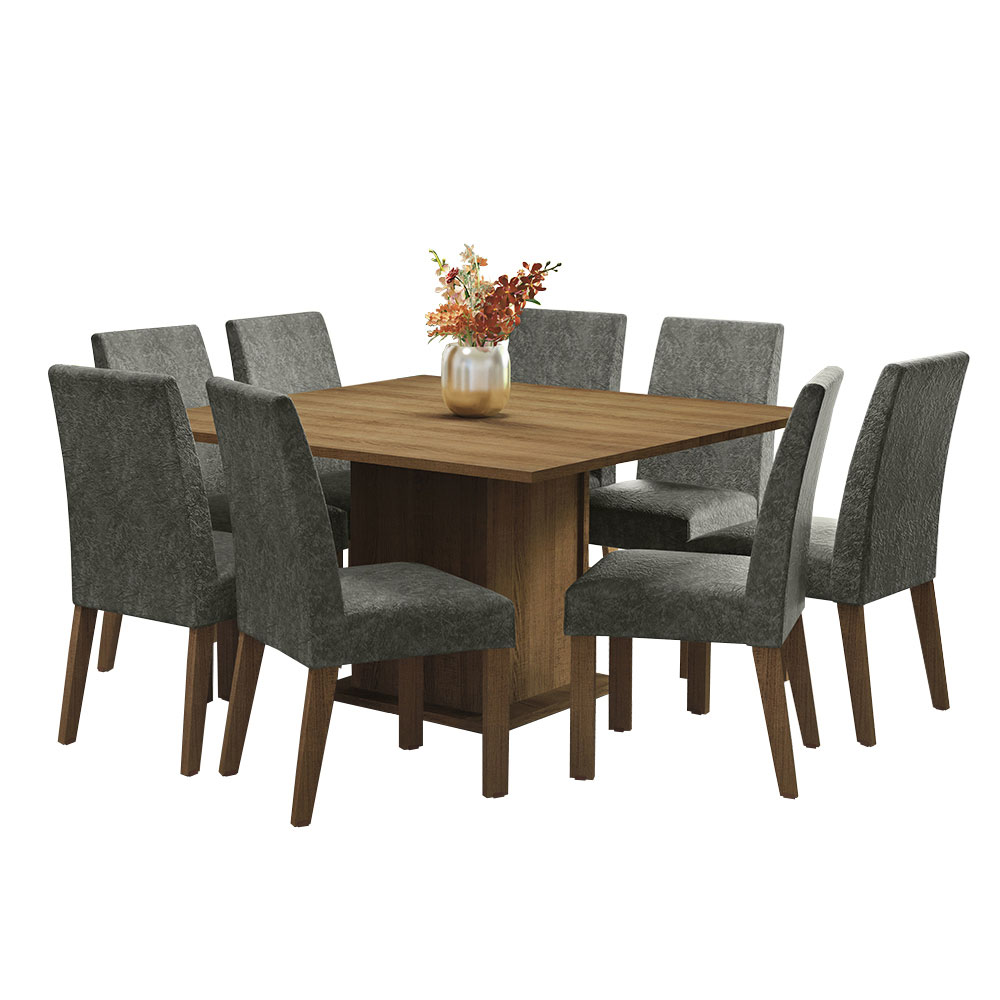 Comedor Madesa con 8 Sillas Gris
