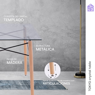 Foto 2 | Mesa de Comedor Rectangular Ninon Tokyo Cristal Templado para 6 Personas