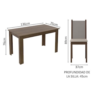 Foto 3 | Juego de Comedor Madesa Bea con 4 Sillas