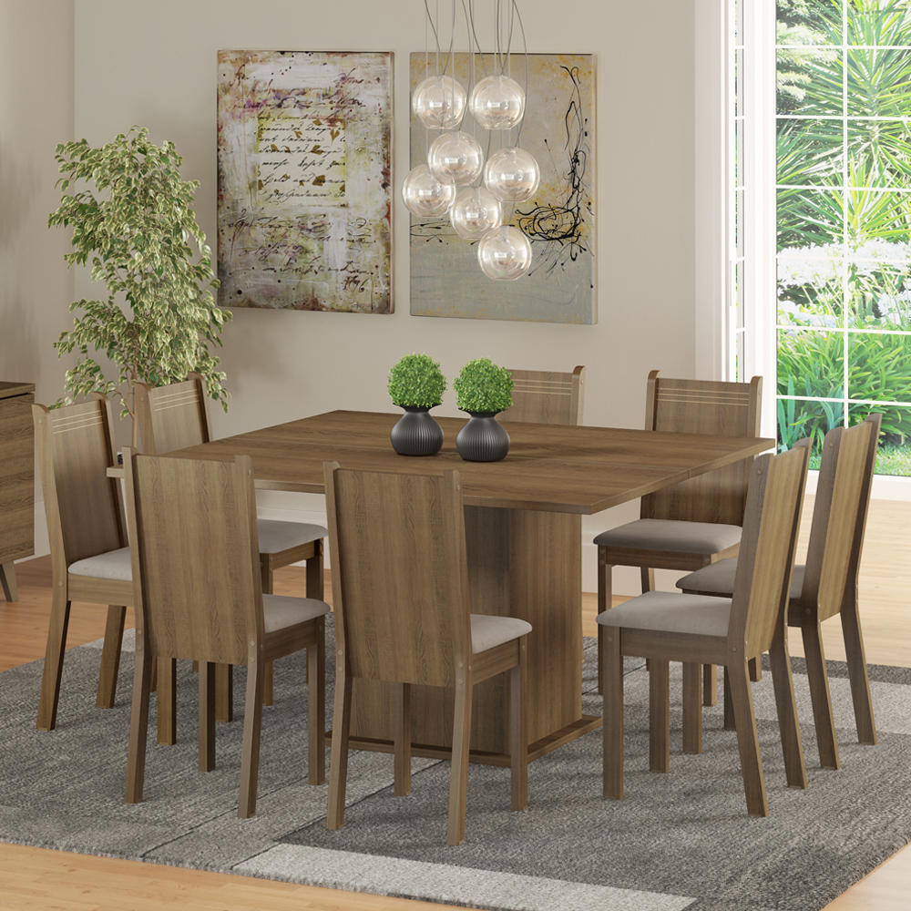 Foto 2 | Comedor Madesa Clarice Mesa Tapa Madera con 8 Sillas