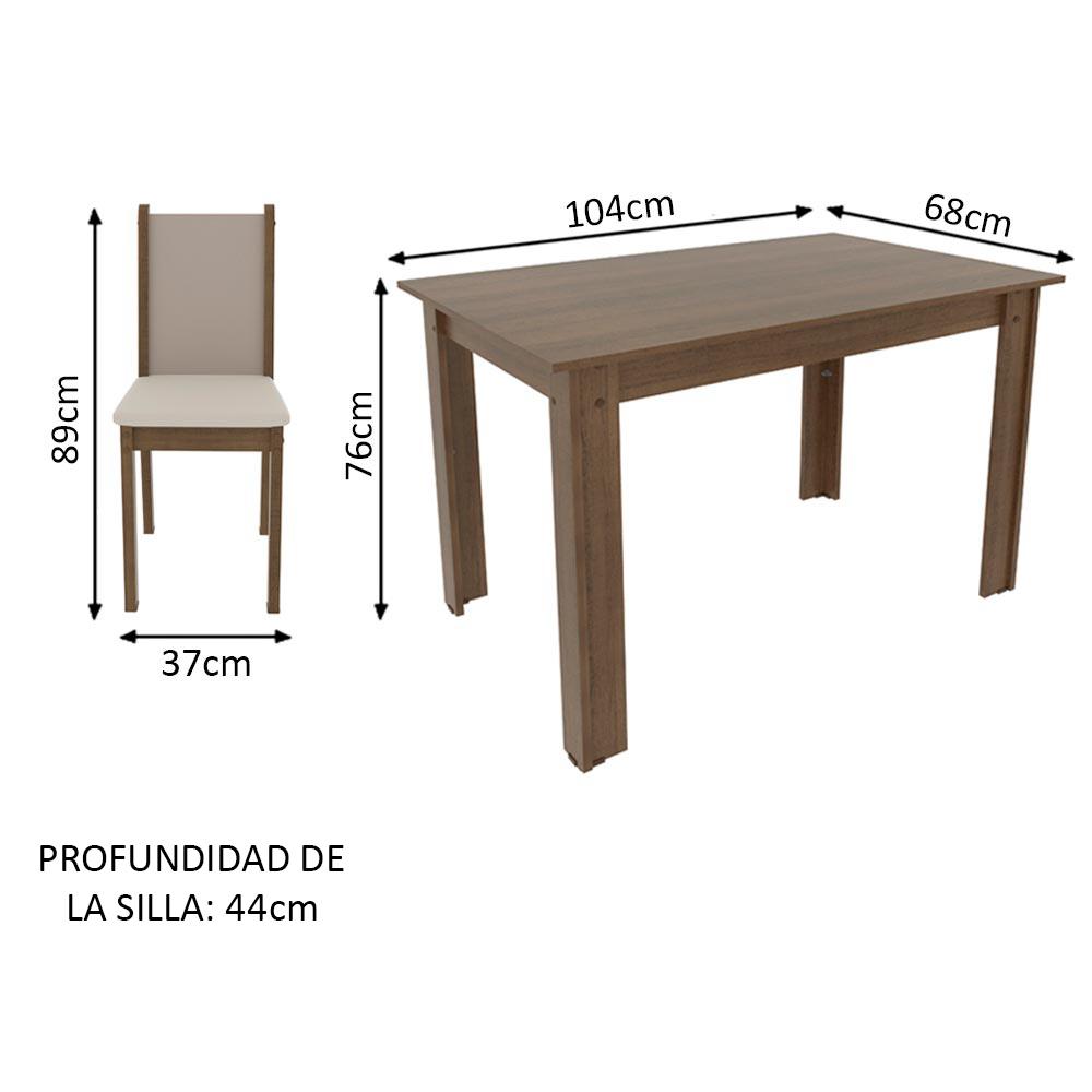 Foto 5 pulgar | Comedor Madesa Cíntia Tapa de Madera con 4 Sillas