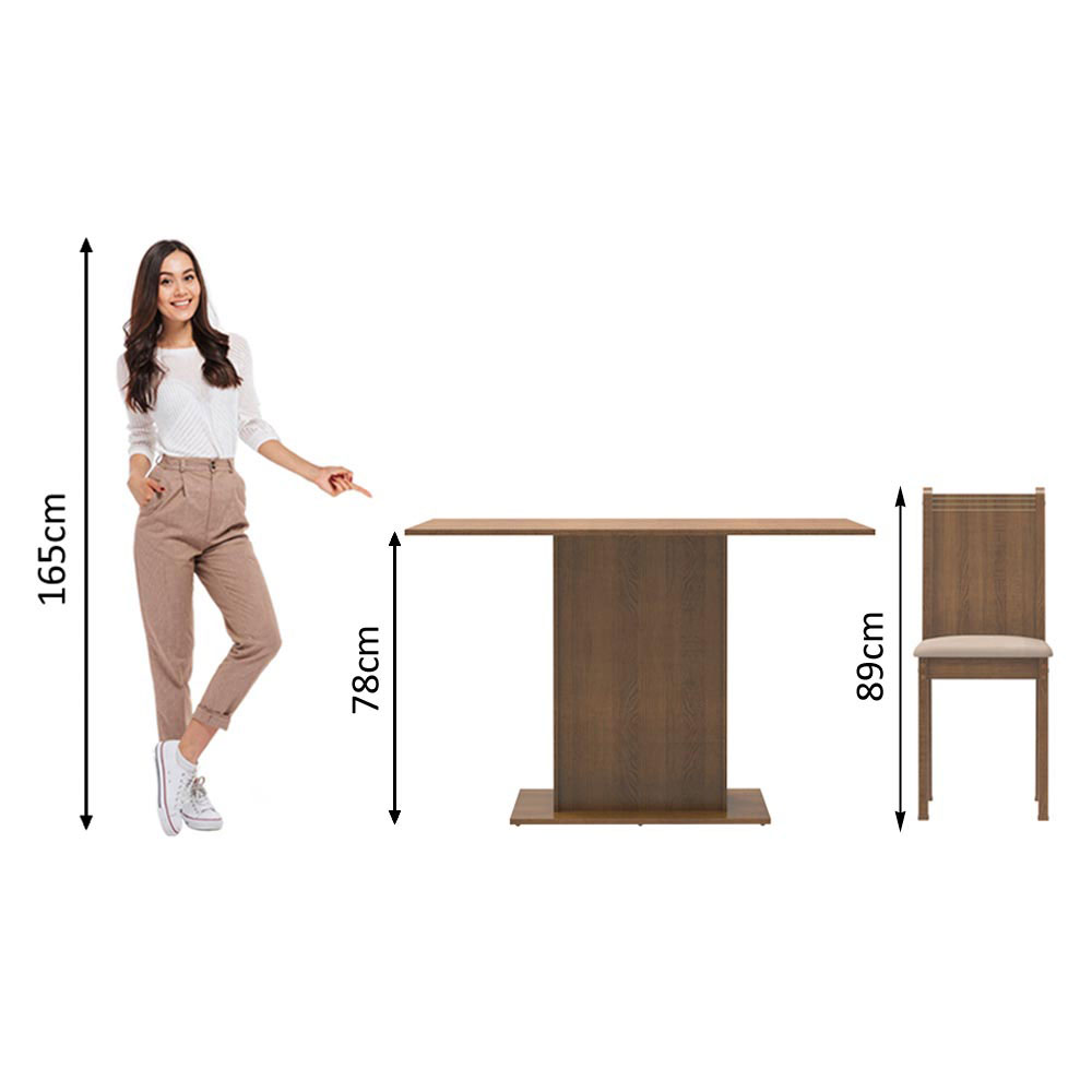 Foto 6 pulgar | Juego De Comedor Lexy Madesa Mesa Tapa De Madera Con 4 Sillas