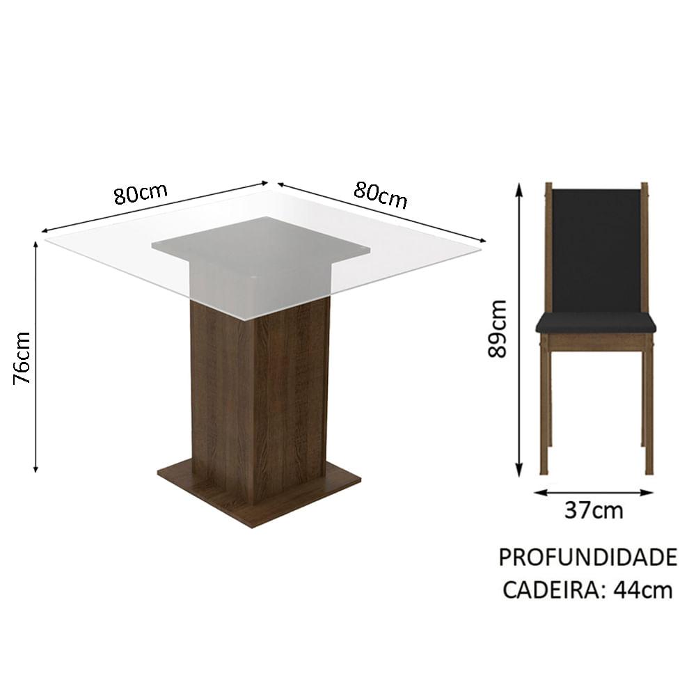 Foto 4 pulgar | Juego de Comedor Aline Madesa Mesa con Tablero de Vidrio y 4 Sillas Marrón y Negro