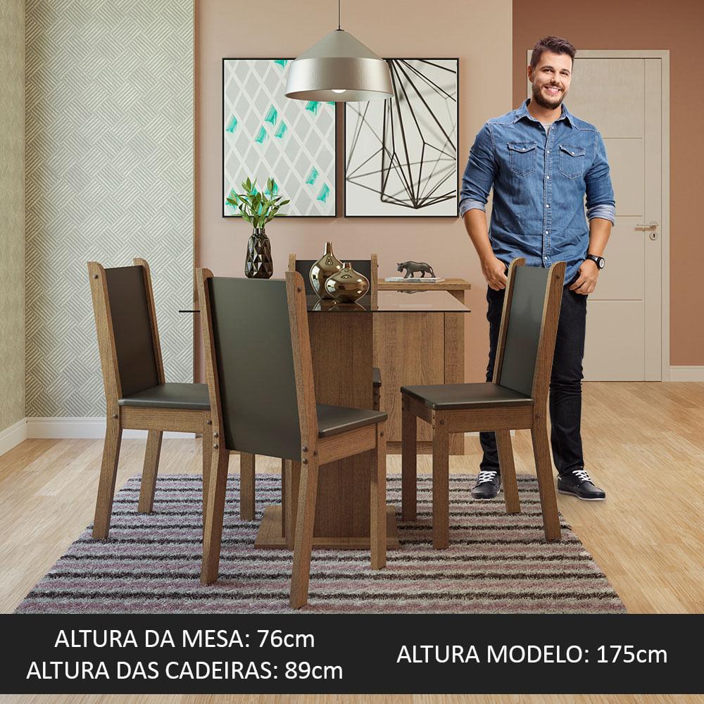 Foto 6 pulgar | Juego de Comedor Aline Madesa Mesa con Tablero de Vidrio y 4 Sillas Marrón y Negro