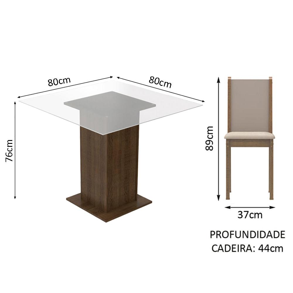 Foto 4 pulgar | Juego de Comedor Aline Madesa con Mesa de Vidrio y 4 Sillas en Marrón/Crema y Perola