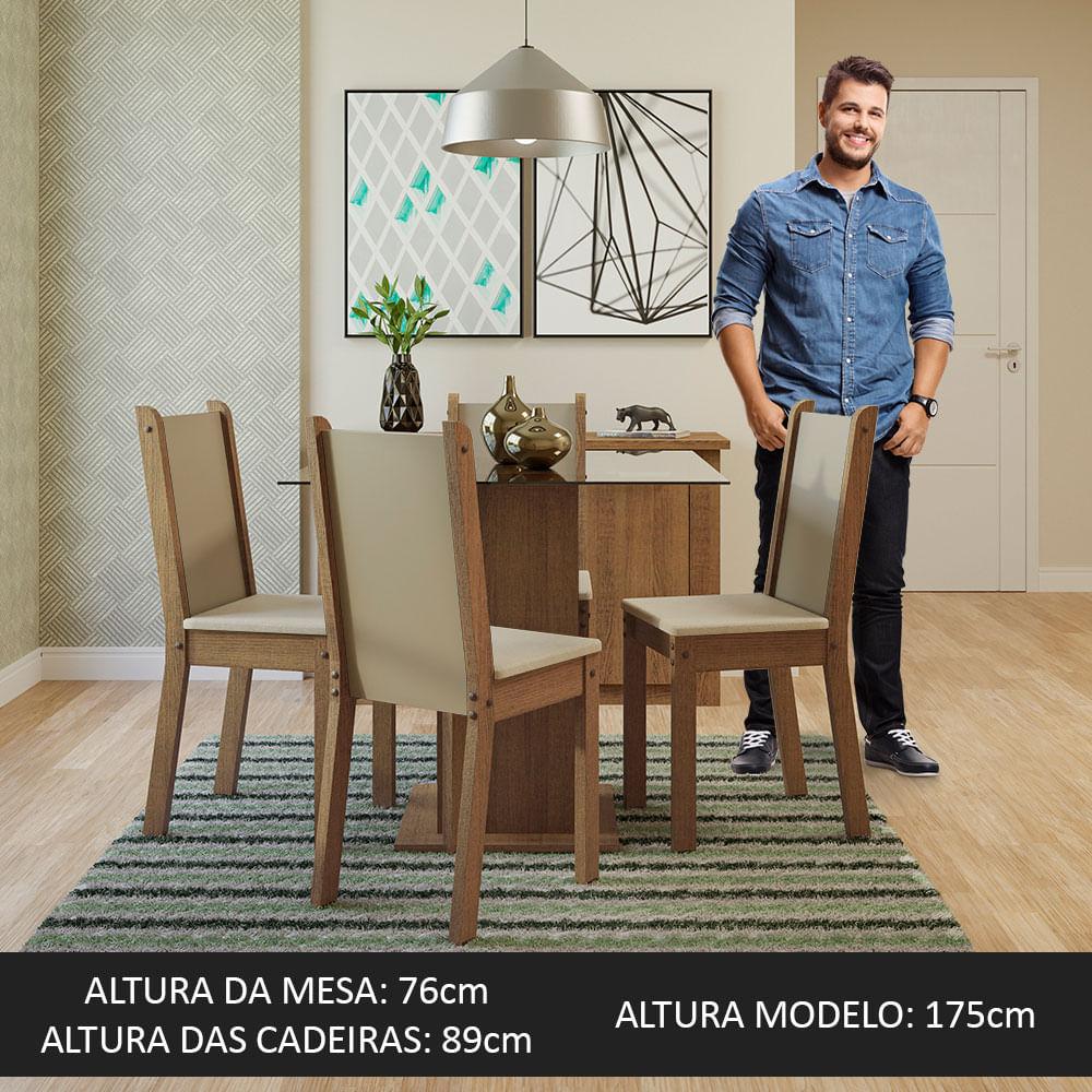 Foto 6 pulgar | Juego de Comedor Aline Madesa con Mesa de Vidrio y 4 Sillas en Marrón/Crema y Perola