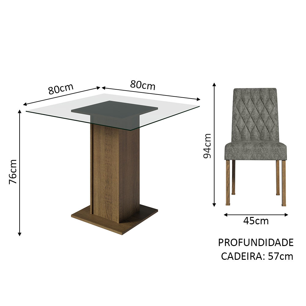 Foto 4 pulgar | Juego de Comedor Madesa Mesa con Tapa de Cristal y 4 Sillas Noemí Rústico