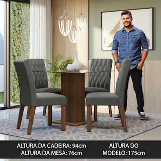 Foto 4 | Juego de Comedor Madesa Mesa con Tapa de Cristal y 4 Sillas Noemí Rústico