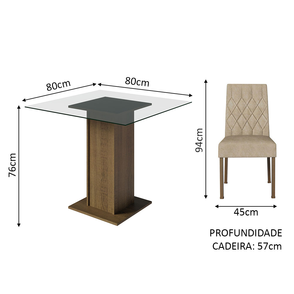 Foto 4 pulgar | Juego de Comedor Madesa Mesa con Tapa de Cristal y 4 Sillas Noemí Rústico Imperial