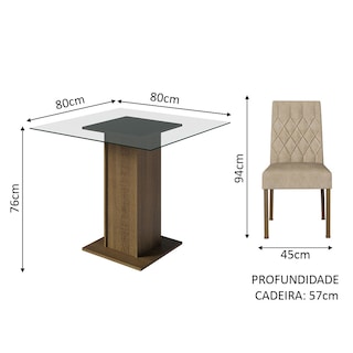 Foto 3 | Juego de Comedor Madesa Mesa con Tapa de Cristal y 4 Sillas Noemí Rústico Imperial