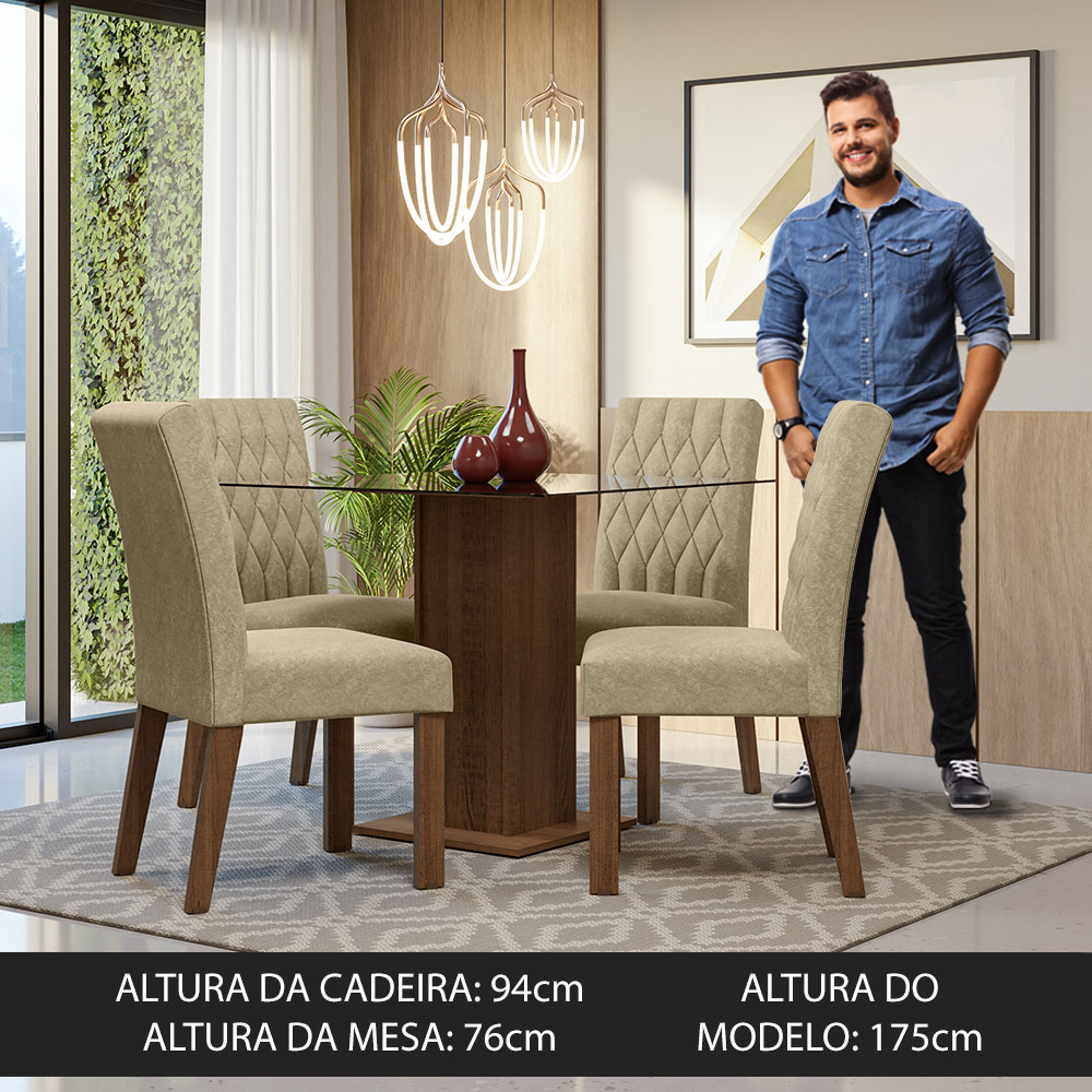 Foto 4 | Juego de Comedor Madesa Mesa con Tapa de Cristal y 4 Sillas Noemí Rústico Imperial