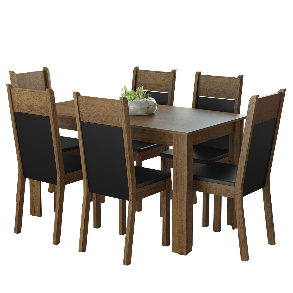 Foto 3 pulgar | Juego de Comedor Madesa Mesa con Tapa de Madera 6 Sillas Bahamas Rústico Negro