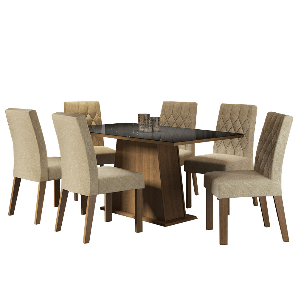 Foto 2 | Juego de Comedor Madesa con Mesa de Vidrio y 6 Sillas Stéfani Rústica Negra Imperial