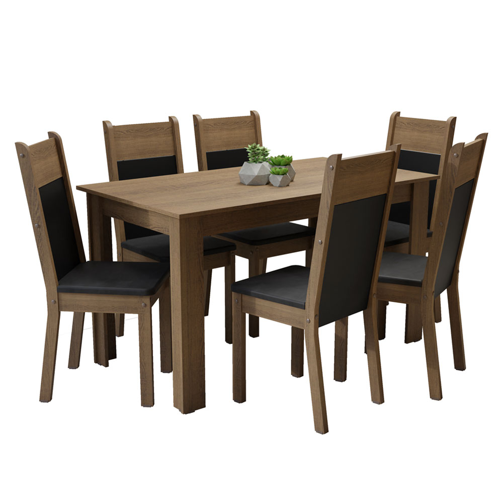 Foto 2 pulgar | Comedor Madesa Negro con 6 Sillas