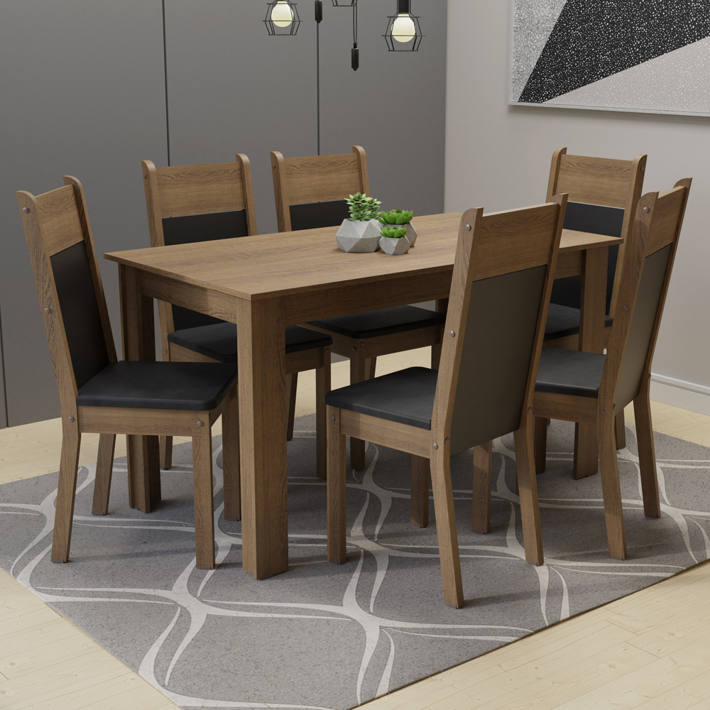 Foto 3 pulgar | Comedor Madesa Negro con 6 Sillas