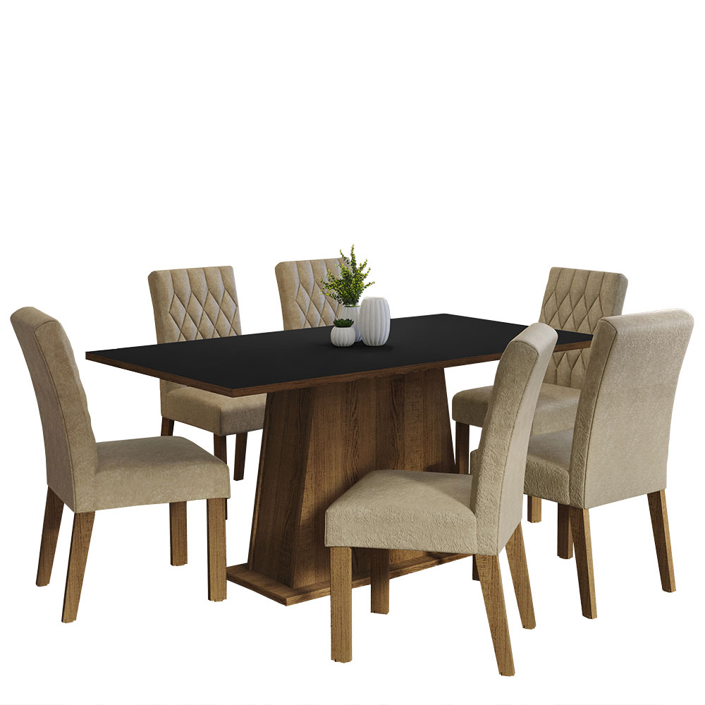Foto 2 pulgar | Comedor Madesa Negro con 6 Sillas