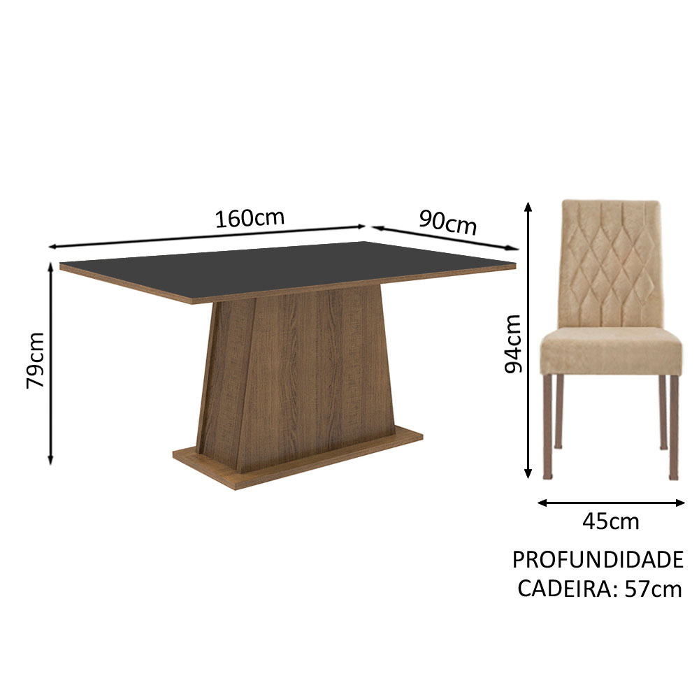 Foto 7 | Comedor Madesa Negro con 6 Sillas
