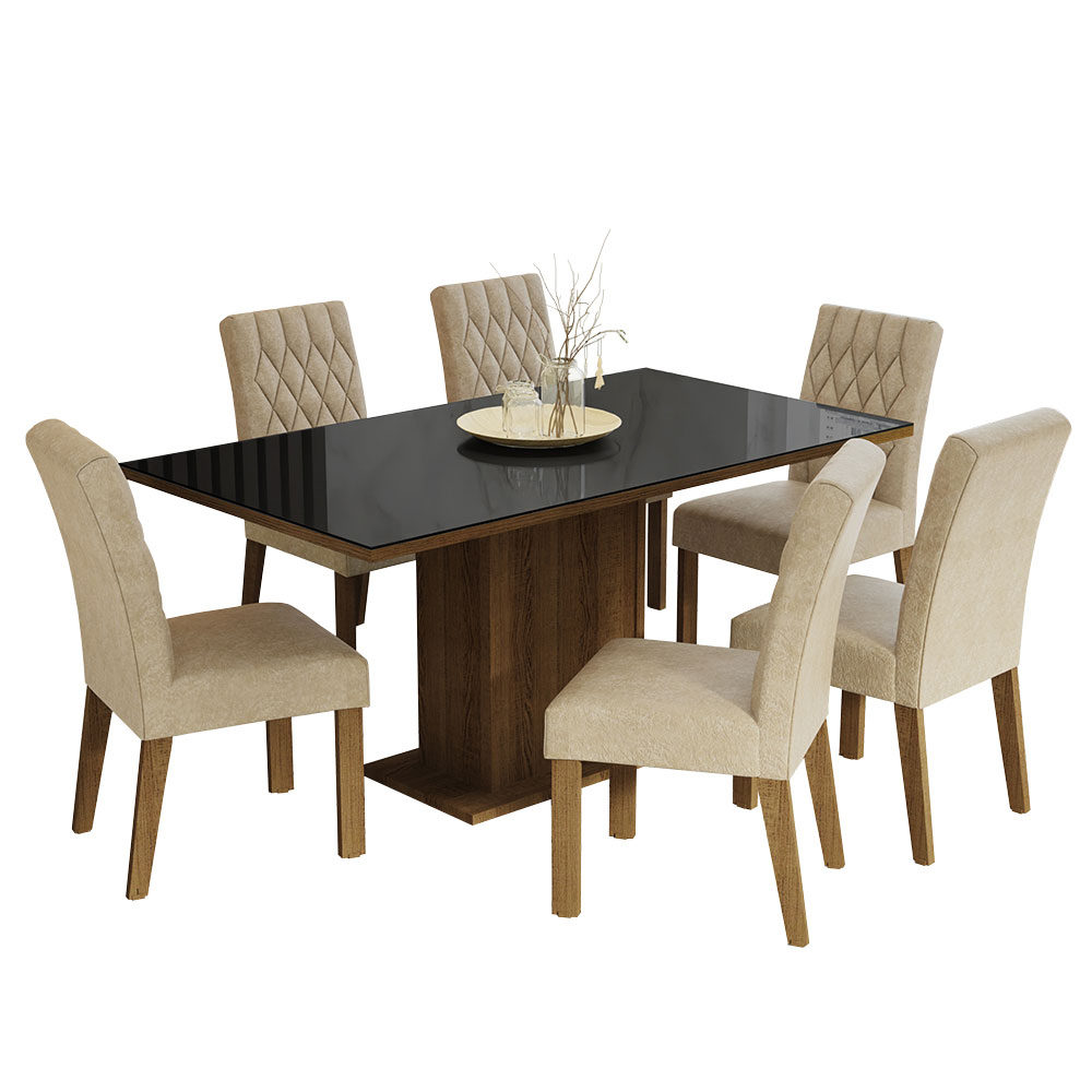 Foto 2 pulgar | Comedor Madesa NEgro con 6 Sillas