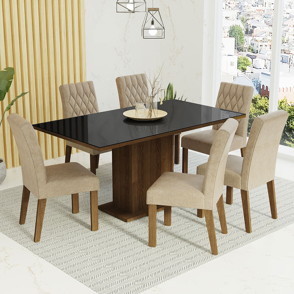 Foto 3 pulgar | Comedor Madesa NEgro con 6 Sillas