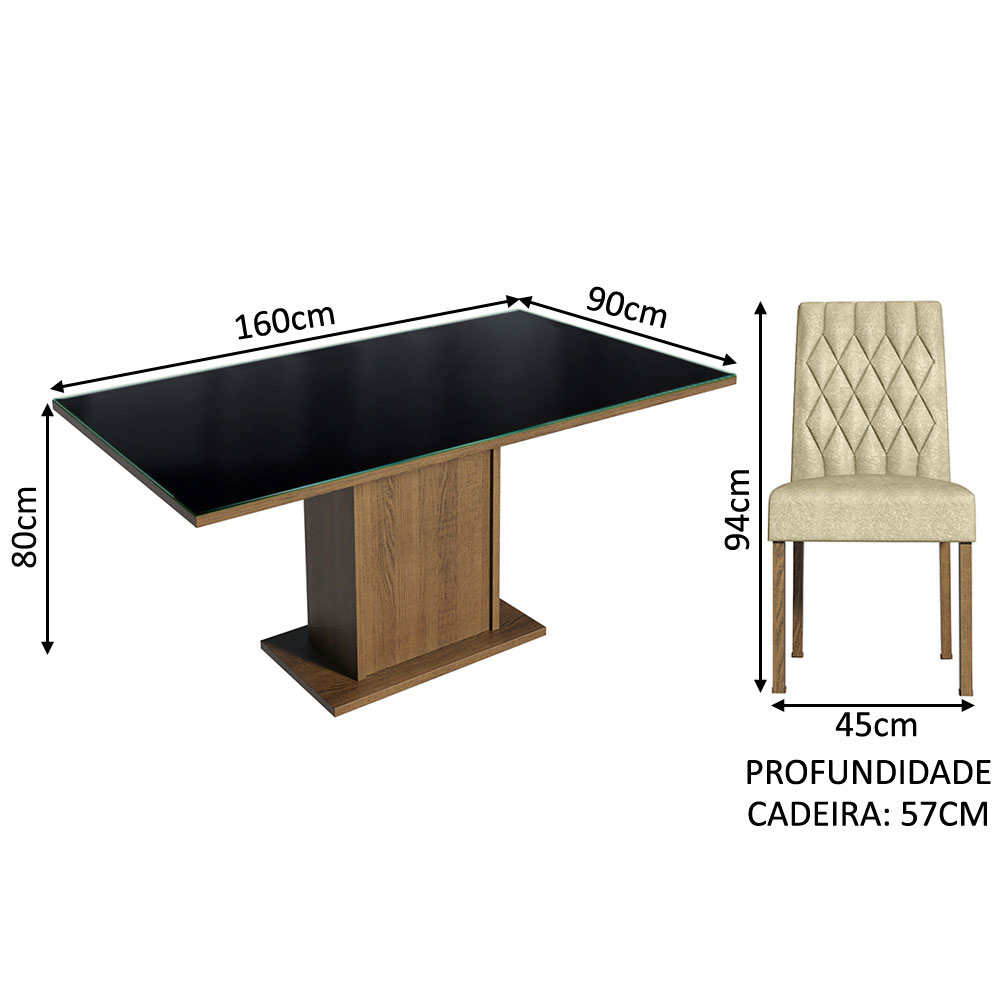 Foto 4 pulgar | Comedor Madesa NEgro con 6 Sillas