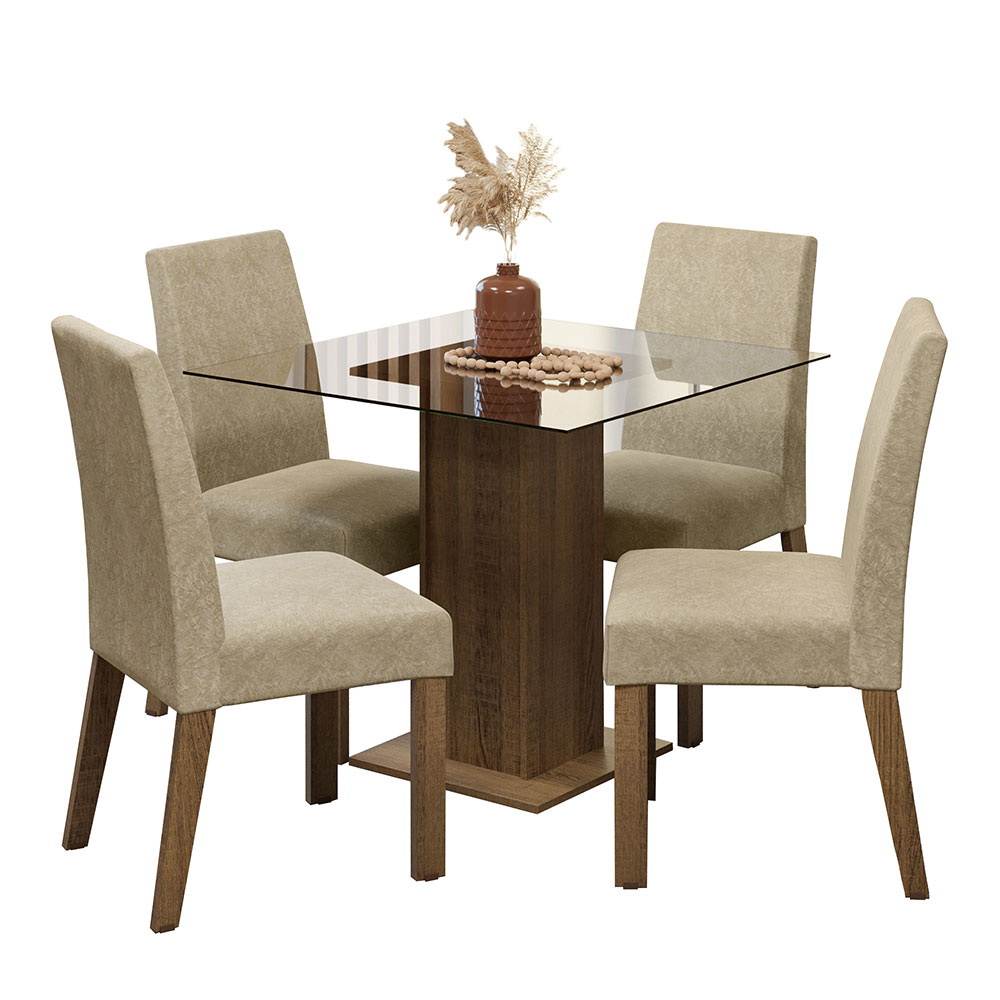 Foto 2 pulgar | Comedor Madesa Beige con 4 Sillas