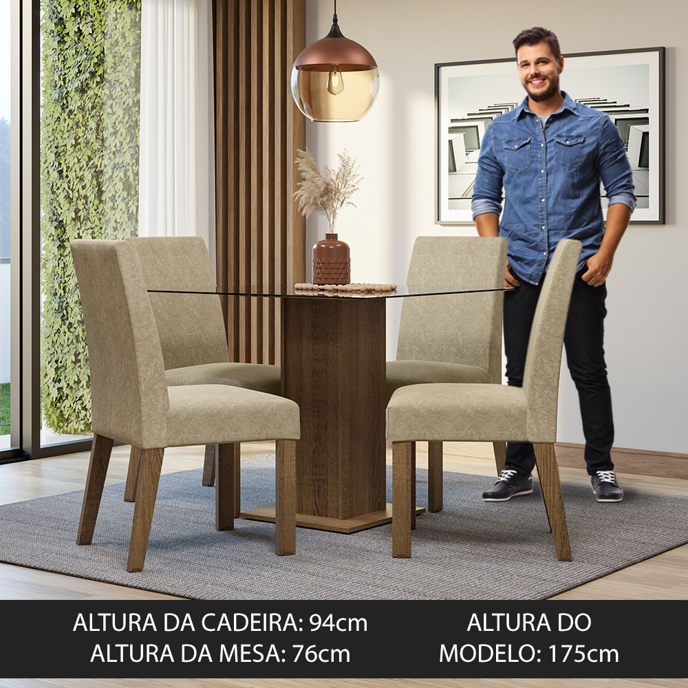 Foto 5 pulgar | Comedor Madesa Beige con 4 Sillas