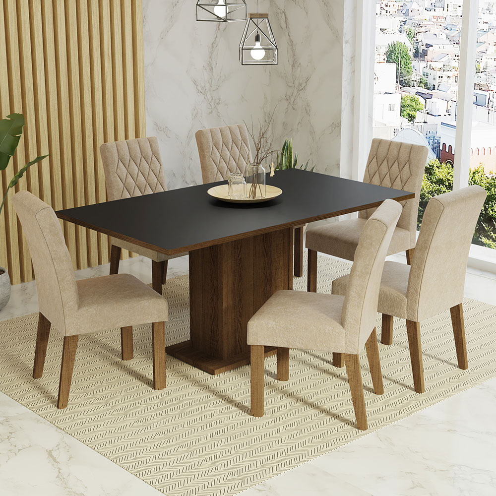 Foto 2 | Comedor Madesa Negro con 6 Sillas