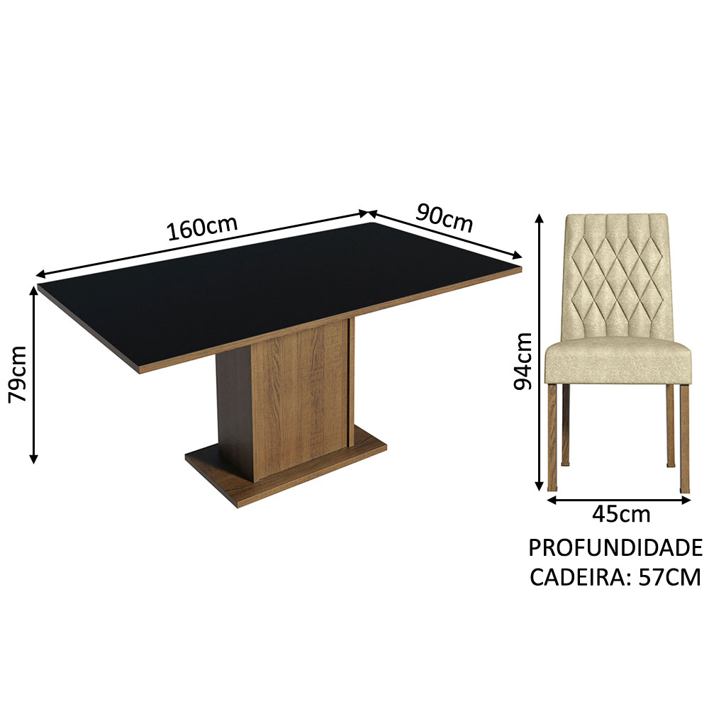 Foto 3 | Comedor Madesa Negro con 6 Sillas