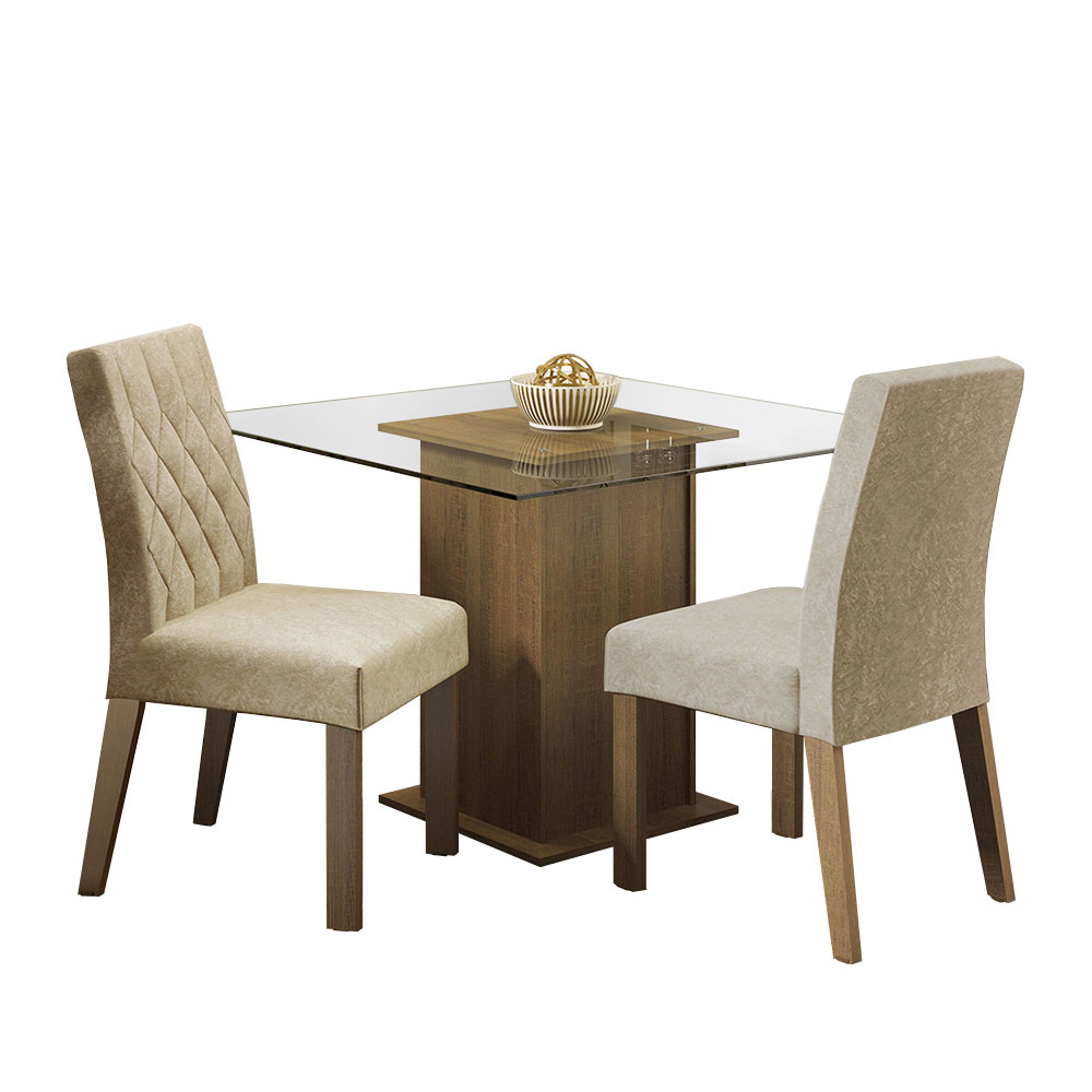 Foto 2 pulgar | Comedor Madesa Beige con 2 Sillas