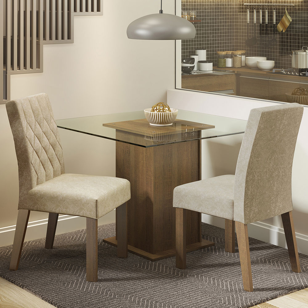 Foto 3 pulgar | Comedor Madesa Beige con 2 Sillas